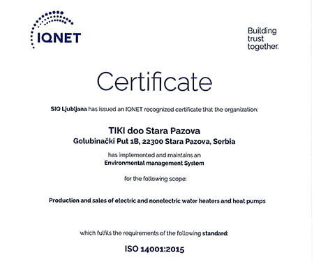 ISO 14001 Certificate