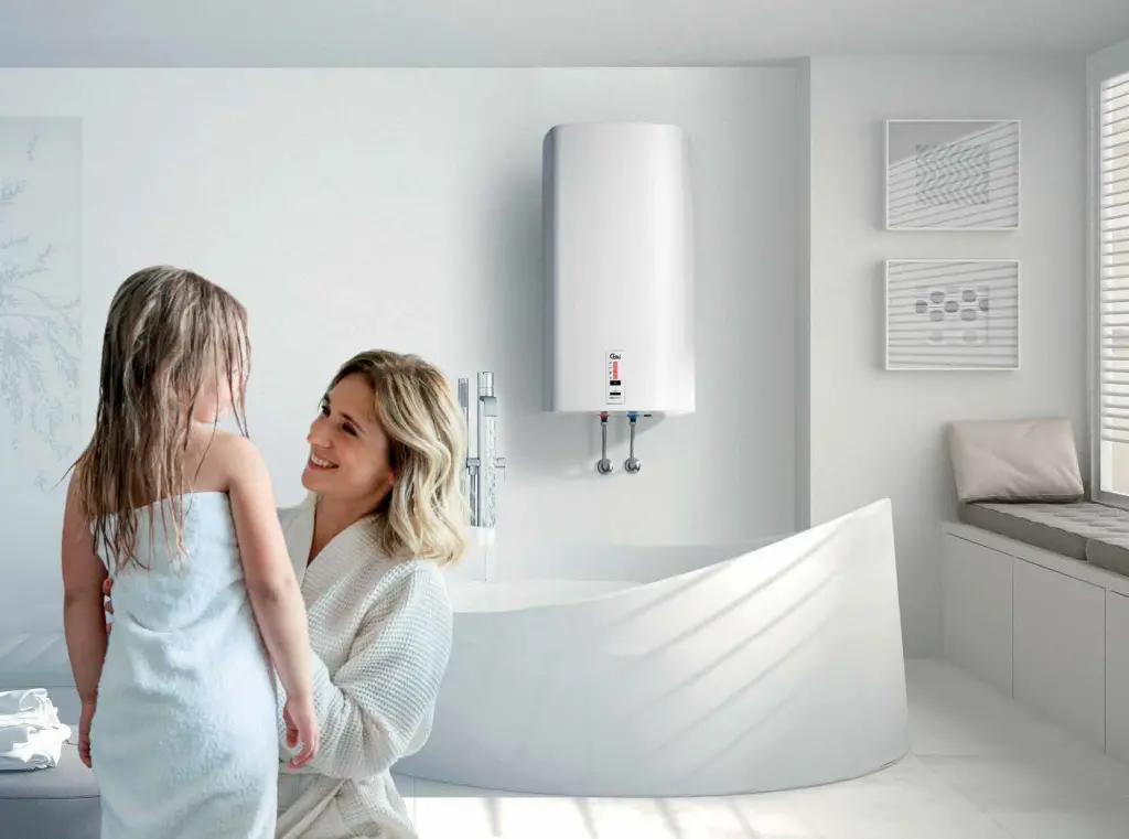 Electric water heaters with max savings, happy mother and daughter